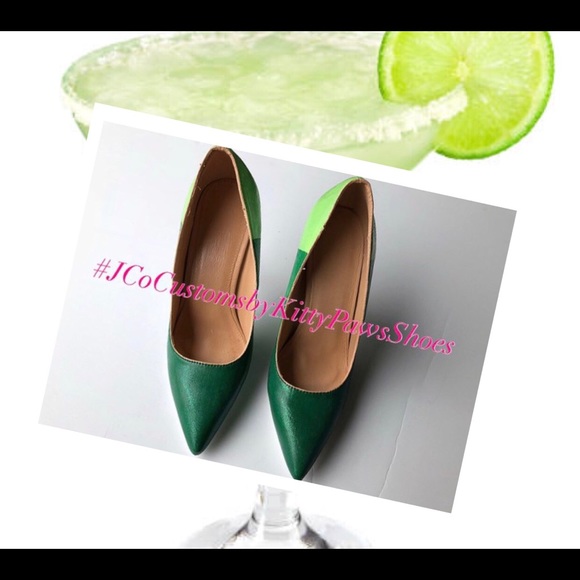 Women Green Margarita Custom Heels w/White Glitter - Picture 3 of 8